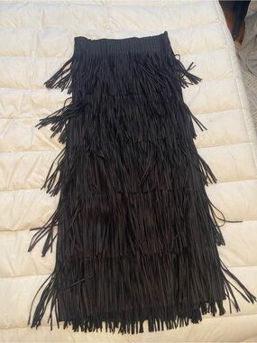 Insight | Fringe Maxi Skirt in Black